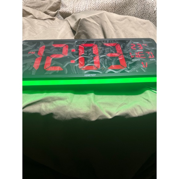 Large Digital LED Clock Red Display Temperature Date Week Time Multi Color Base - Picture 10 of 15